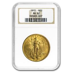 1915 $20 Saint-Gaudens Gold Double Eagle MS-62 NGC