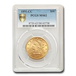 1891-CC $10 Liberty Gold Eagle MS-62 PCGS