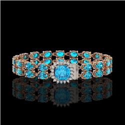 14.63 ctw Garnet & Diamond Halo Bracelet 10K White Gold
