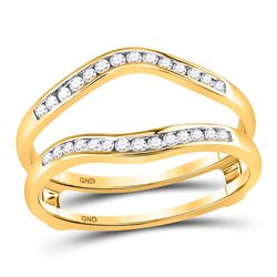 10kt Yellow Gold Round Diamond Circle Bow Ribbon Fashion Earrings 1/10 Cttw
