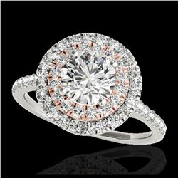 2 ctw Sapphire & VS/SI Diamond Ring Halo 18K White Gold