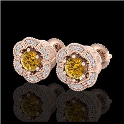 20 ctw Garnet & VS/SI Diamond Earrings 14K Rose Gold