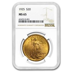 1925 $20 Saint-Gaudens Gold Double Eagle MS-65 NGC