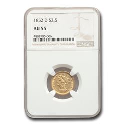1852-D $2.50 Liberty Gold Quarter Eagle AU-55 NGC