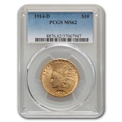 1914-D $10 Indian Gold Eagle MS-62 PCGS