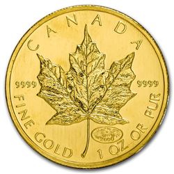 2000 Canada 1 oz Gold Maple Leaf Fireworks Privy BU