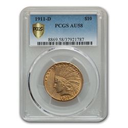 1911-D $10 Indian Gold Eagle AU-58 PCGS
