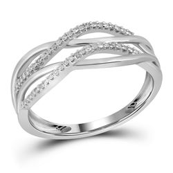10kt White Gold Round Diamond Double Nested Heart Pendant 1/20 Cttw