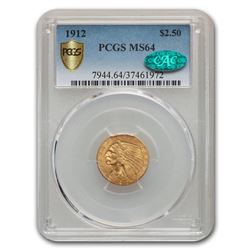1912 $2.50 Indian Gold Quarter Eagle MS-64 PCGS CAC