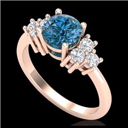 2.15 ctw SI Fancy Blue Diamond Halo Ring 10K Rose Gold