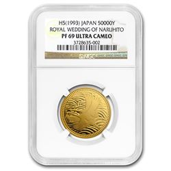 1993/H5 Japan Gold 50\,000 Yen Imperial Wedding PF-69 NGC