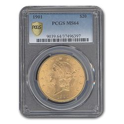 1901 $20 Liberty Gold Double Eagle MS-64 PCGS