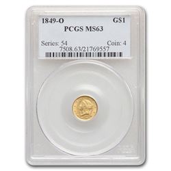 1849-O $1 Liberty Head Gold MS-63 PCGS