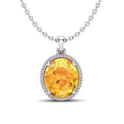 3.50 ctw Citrine & VS/SI Diamond Necklace 18K White Gold
