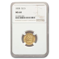 1838 $2.50 Gold Classic Head Quarter Eagle MS-60 NGC
