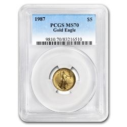1987 1/10 oz Gold American Eagle MS-70 PCGS