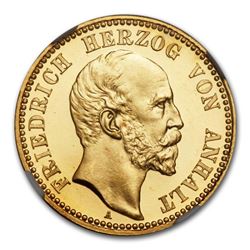 1896 German States Anhalt-Dessau Gold 10 Mark PF-66 NGC (UCAM)