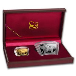 2018 China 2-Coin Year of the Dog Au/Ag Proof Fan Set (Box & COA)