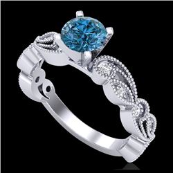 1.75 ctw SI Fancy Blue Diamond Halo Ring 10K White Gold
