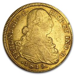 1808-1820 Colombia Gold 8 Escudos Ferdinand VII XF