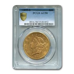 1855-S $20 Liberty Gold Double Eagle AU-58 PCGS