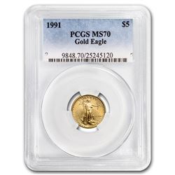 1991 1/10 oz Gold American Eagle MS-70 PCGS (Registry Set)