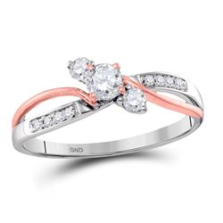14kt Two-tone Gold Round Diamond Bridal Wedding Engagement Ring Band Set 3/4 Cttw