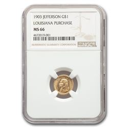 1903 Gold $1.00 Louisiana Purchase Jefferson MS-66 NGC