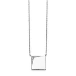 14k White Gold Diamond Fancy Square Necklace - 18 in.