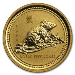 1996 Australia 1/4 oz Gold Lunar Rat (Series I)