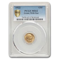 1922 Gold $1.00 Grant MS-62 PCGS (Star)