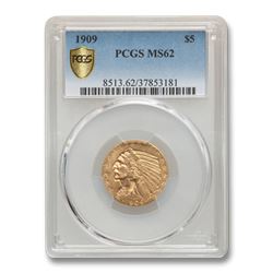 1909 $5 Indian Gold Half Eagle MS-62 PCGS