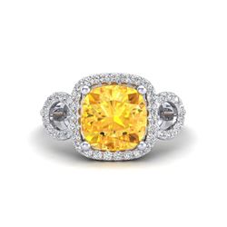 3 ctw Peridot & VS/SI Diamond Halo Solitaire Ring 18K White Gold