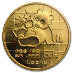 1989 China 1/2 oz Gold Panda Small Date BU (Sealed)