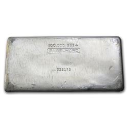 100 oz Silver Bar - Engelhard (First Generation\, Poured)