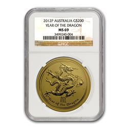 2012 2 oz Gold Lunar Year of the Dragon MS-69 NGC (Series II)
