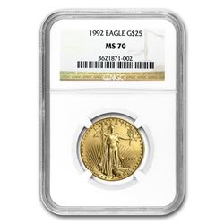 1992 1/2 oz Gold American Eagle MS-70 NGC