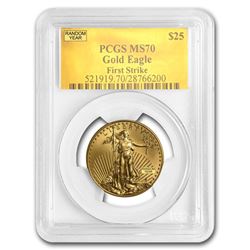 1/2 oz Gold American Eagle MS-70 PCGS (Random Year)