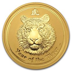 2010 Australia 2 oz Gold Lunar Tiger BU (Series II)