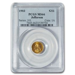 1903 Gold $1.00 Louisiana Purchase Jefferson MS-66 PCGS