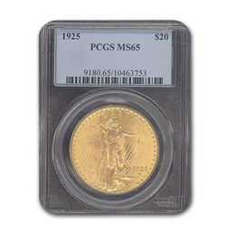 1925 $20 Saint-Gaudens Gold Double Eagle MS-65 PCGS