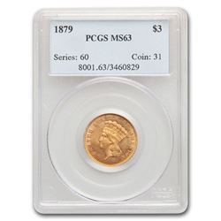 1879 $3 Gold Princess MS-63 PCGS