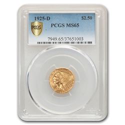 1925-D $2.50 Indian Gold Quarter Eagle MS-65 PCGS