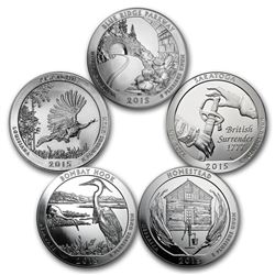 2015 5-Coin 5 oz Silver ATB Set (America the Beautiful)