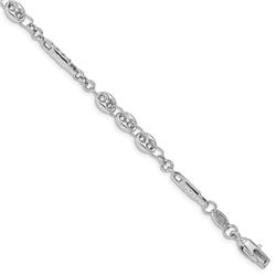 14K White Gold Polished Alternative Link Bracelet - 7.5 in.