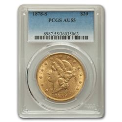 1878-S $20 Liberty Gold Double Eagle AU-55 PCGS