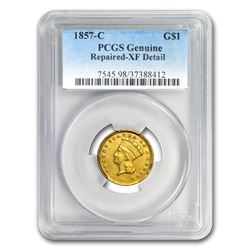 1857-C $1 Indian Head Gold XF Details PCGS (Repaired)