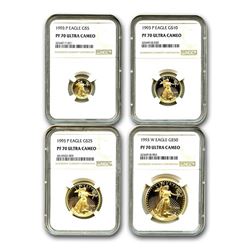 1993 4-Coin Proof Gold American Eagle Set PF-70 NGC