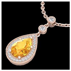 0.55 ctw Intense Blue Diamond Necklace 10K Rose Gold