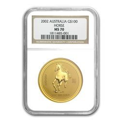 2002 1 oz Gold Lunar Year of the Horse MS-70 NGC (Series I)